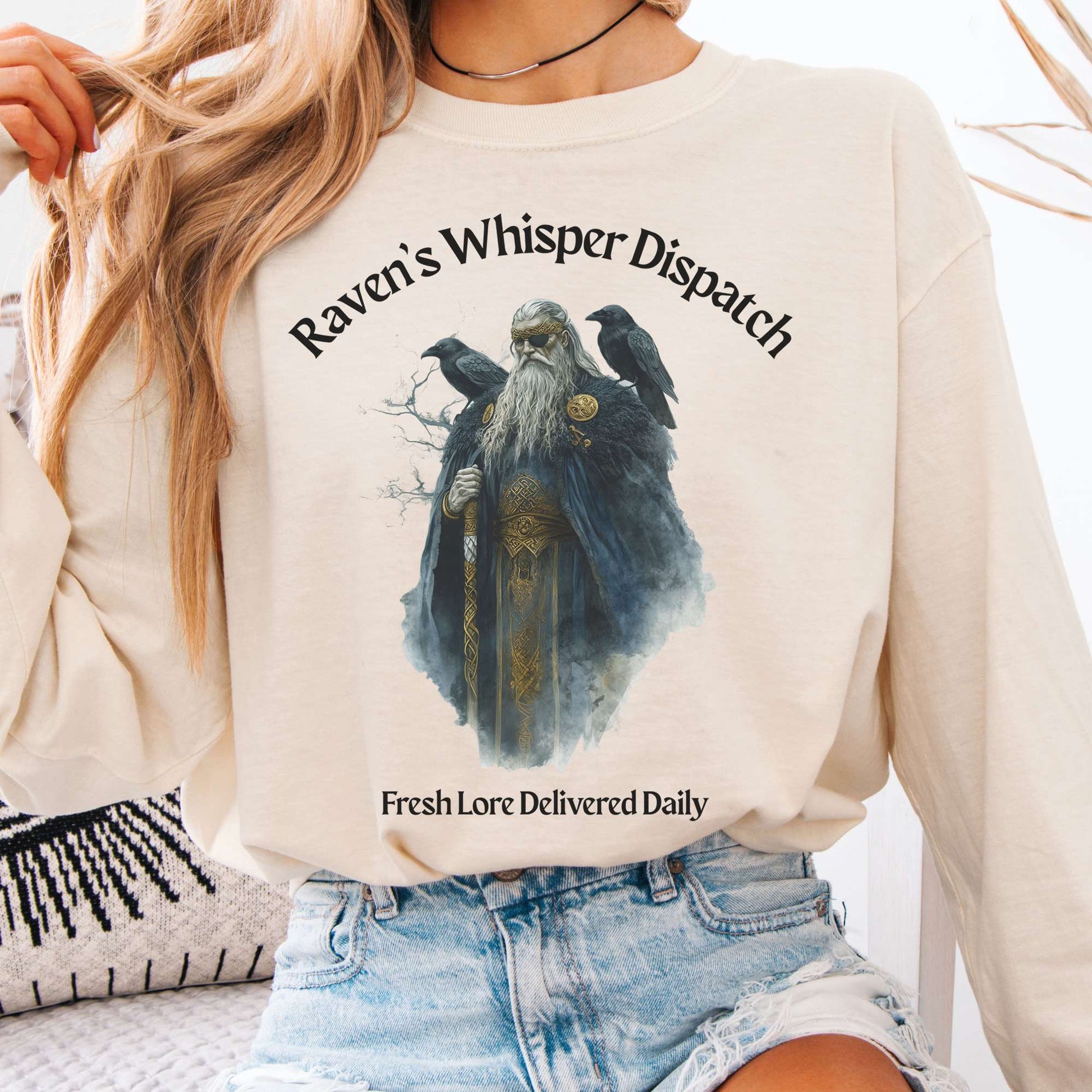 Long-sleeve Ivory / S Raven's Whisper Dispatch Norse Gods Long Sleeve Shirt The Mystic Eden