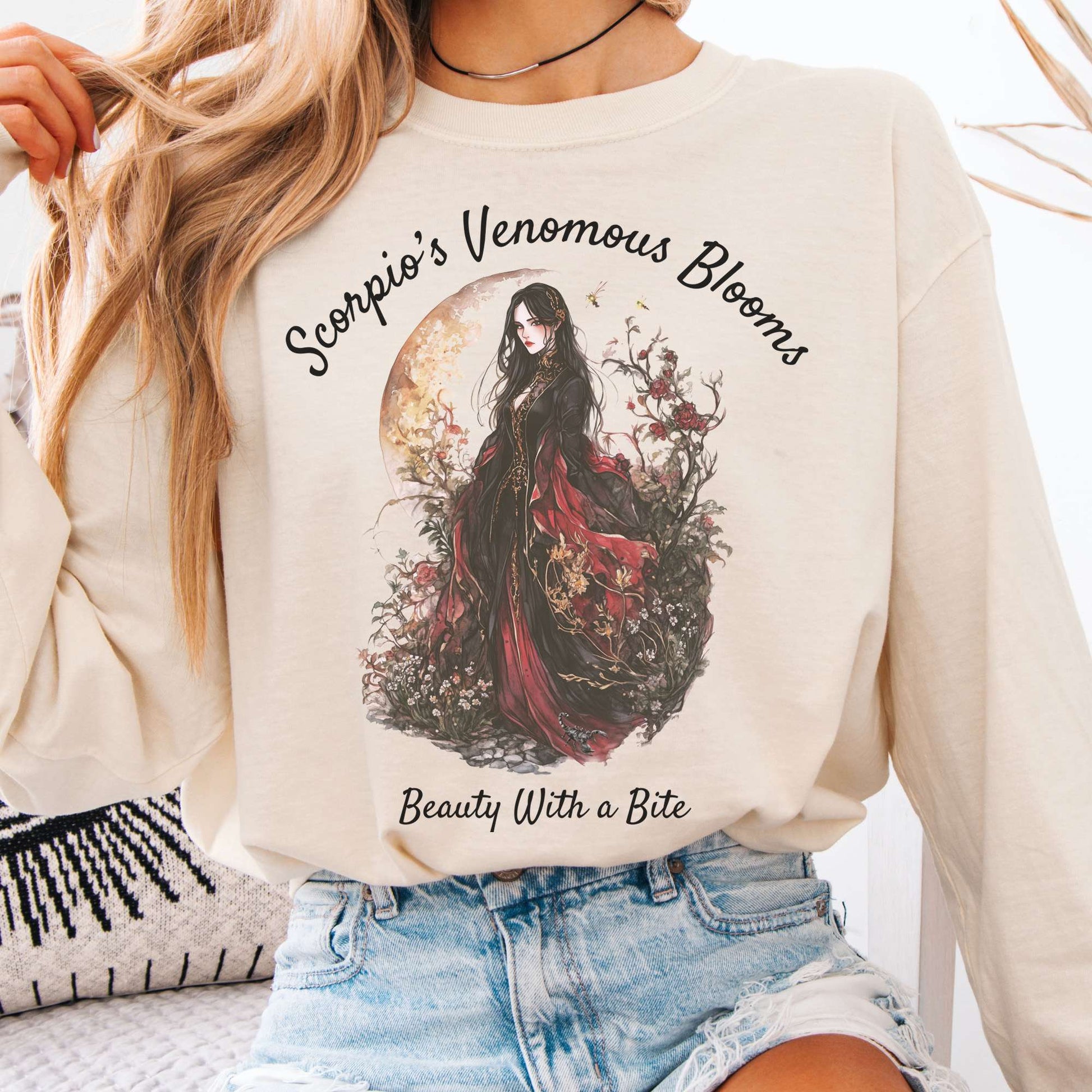 Long-sleeve Ivory / S Scorpio's Venomous Blooms Long Sleeved Shirt The Mystic Eden