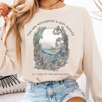Long-sleeve Ivory / S Sea Lullaby for the Waiting Moon Poetry Long Sleeve Tee The Mystic Eden