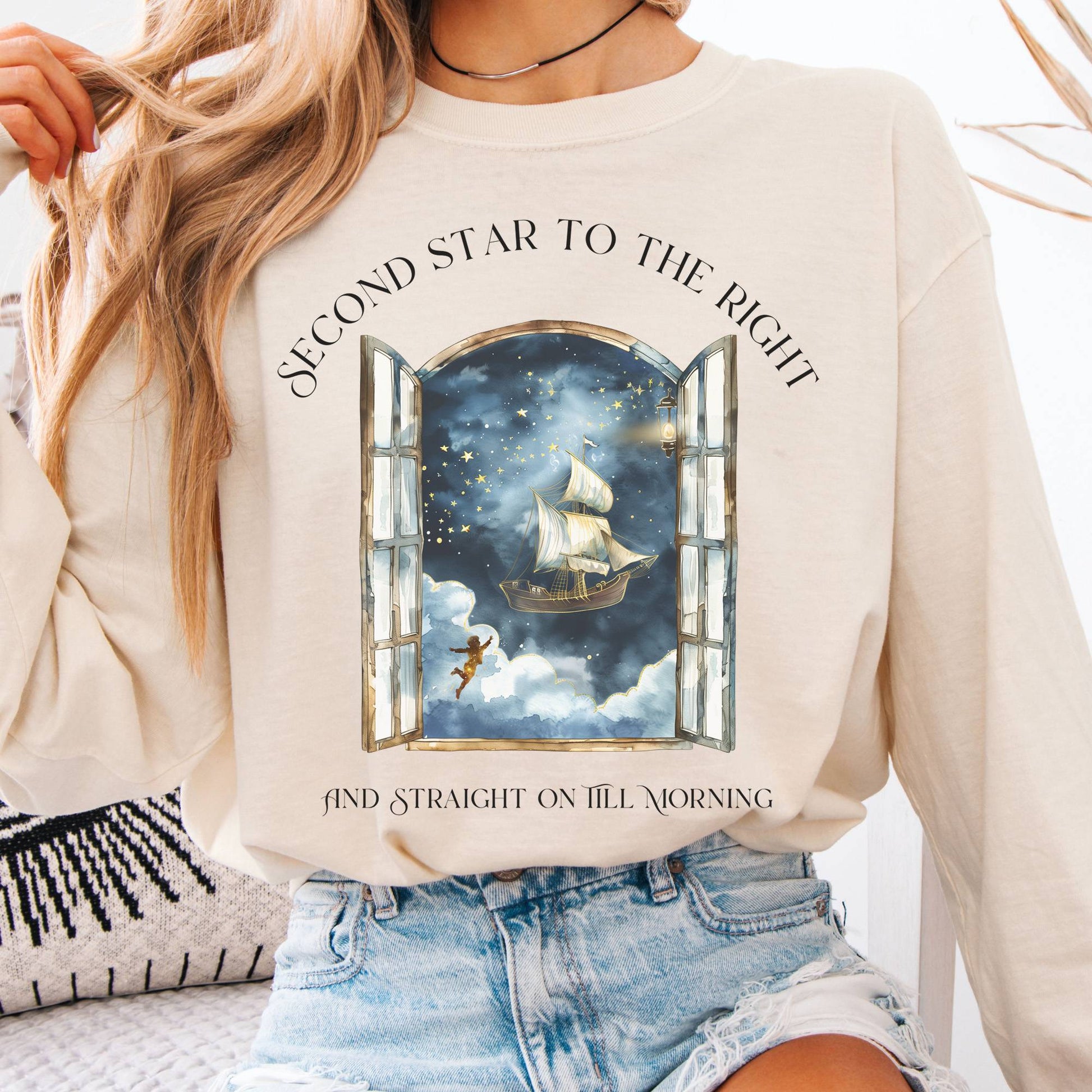 Long-sleeve Ivory / S Second Star to the Right Peter Pan Long Sleeve Tee The Mystic Eden