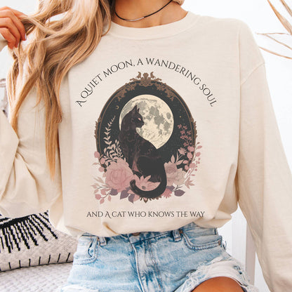 Long-sleeve Ivory / S The Cat Who Knows the Way Long Sleeve Tee The Mystic Eden