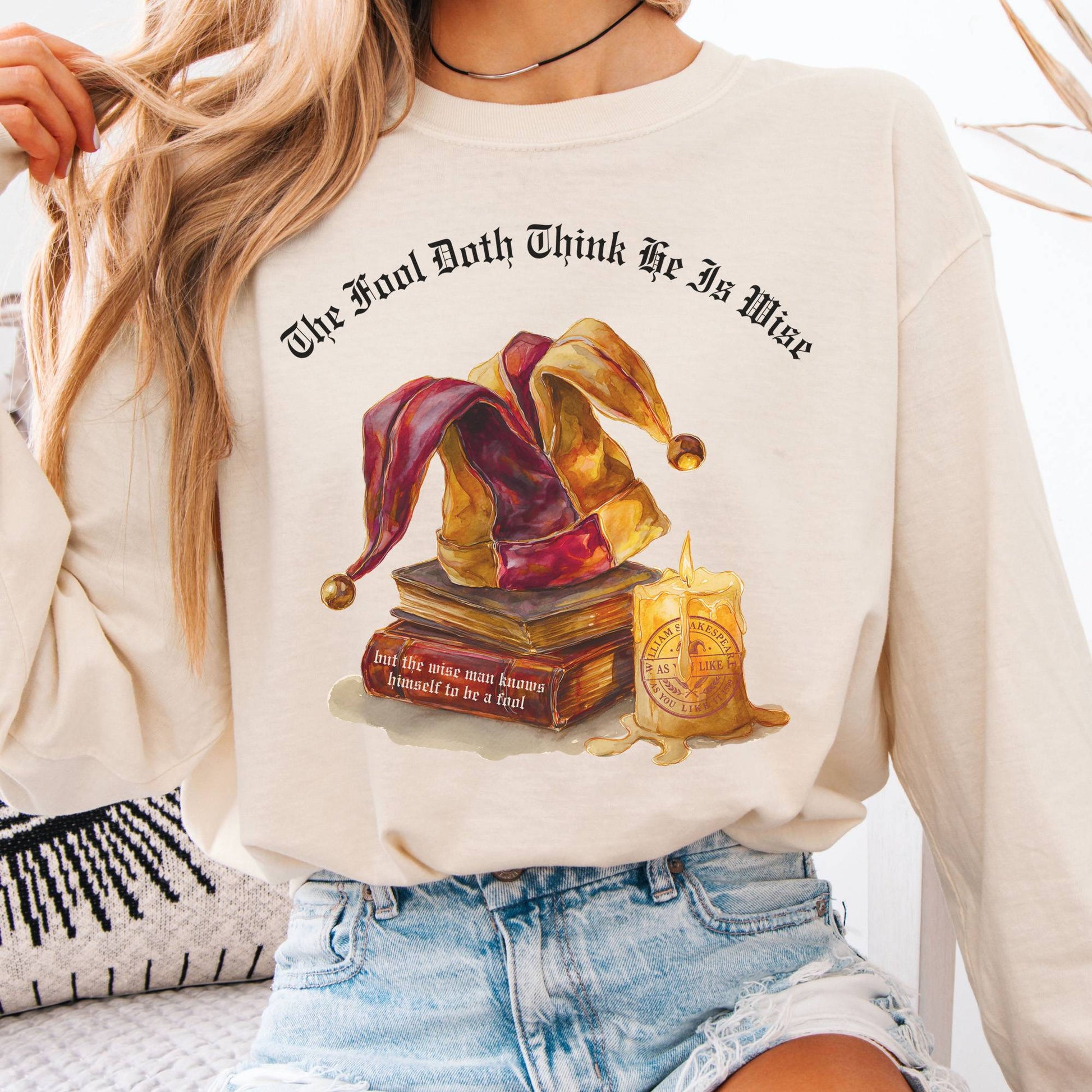 Long-sleeve Ivory / S The Fool Doth Think He Is Wise Shakespeare Long Sleeve Tee The Mystic Eden