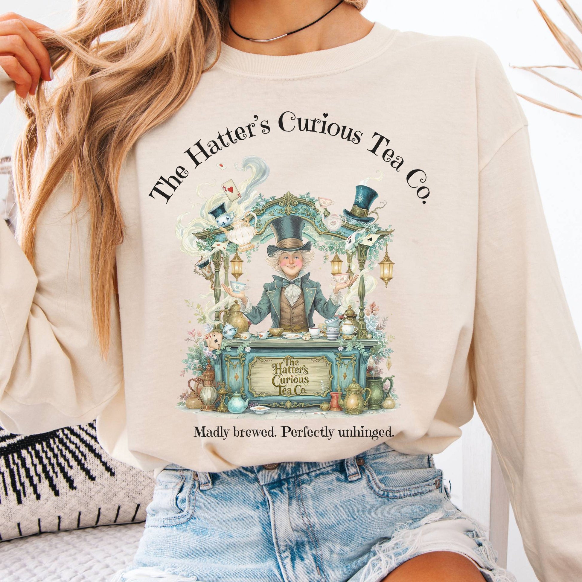 Long-sleeve Ivory / S The Hatters Curious Tea Co Long Sleeve Tee The Mystic Eden