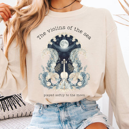 Long-sleeve Ivory / S The Violins of the Sea Played Softly to the Moon Poetry Long Sleeve Tee The Mystic Eden