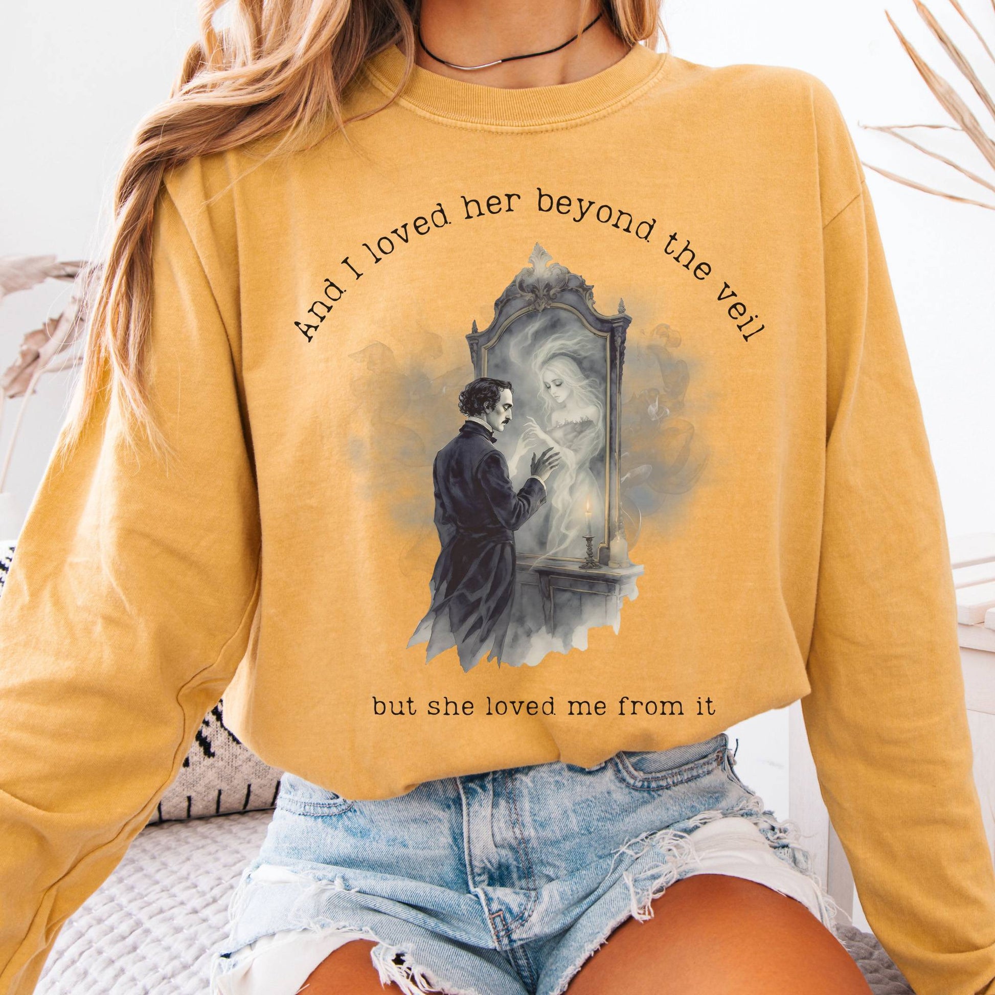 Long-sleeve Mustard / S And I Loved Her Beyond The Veil Poe Long sleeve Tee The Mystic Eden