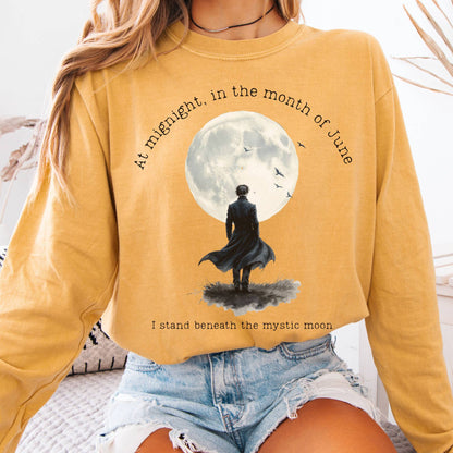 Long-sleeve Mustard / S Beneath the Mystic Moon Edgar Allan Poe Long Sleeve Tee The Mystic Eden