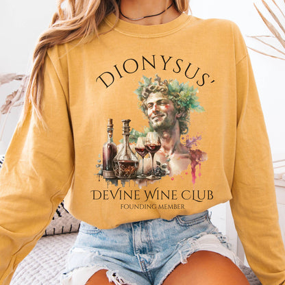 Long-sleeve Mustard / S Dionysus' Divine Wine Club Mythology Long Sleeve Tee The Mystic Eden