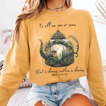 Long-sleeve Mustard / S Dream Within A Dream Poe Long Sleeved Shirt The Mystic Eden