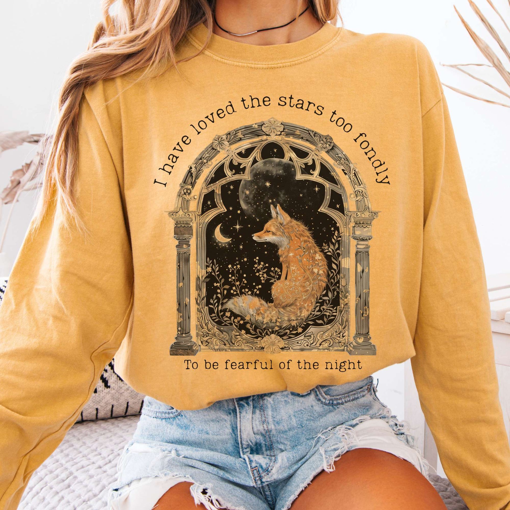 Long-sleeve Mustard / S I Have Loved the Stars Too Fondly Sarah Williams Poetry Long Sleeve Tee The Mystic Eden