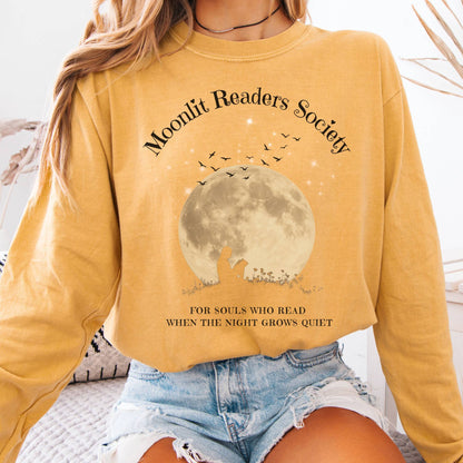 Long-sleeve Mustard / S Moonlit Readers Society Long Sleeve Tee The Mystic Eden