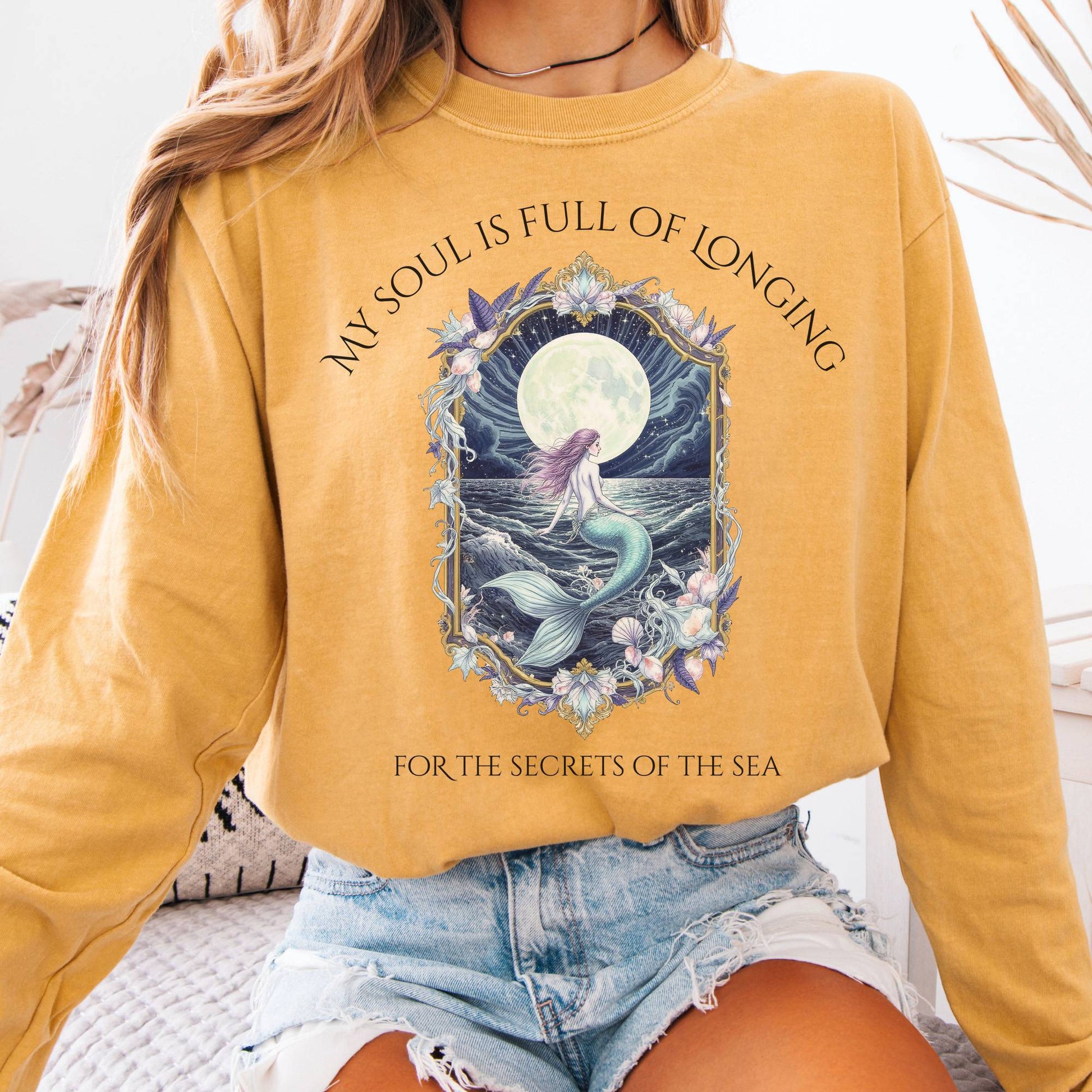 Long-sleeve Mustard / S My Soul Is Full of Longing Long Sleeve Tee The Mystic Eden