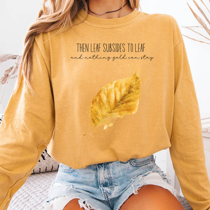 Long-sleeve Mustard / S Nothing Gold Can Stay Robert Frost Long Sleeve Tee The Mystic Eden