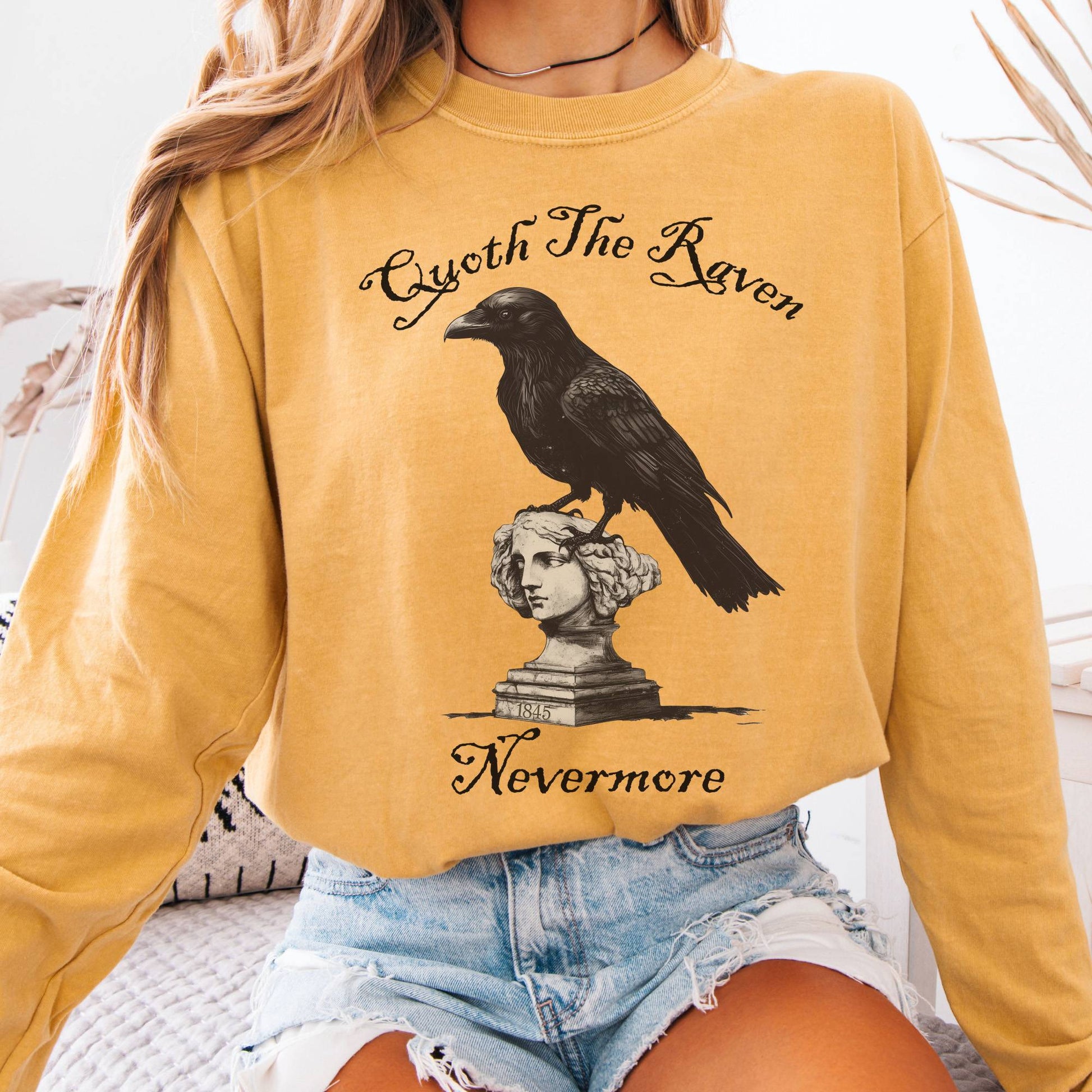 Long-sleeve Mustard / S Quoth the Raven Nevermore Poe Long Sleeve The Mystic Eden