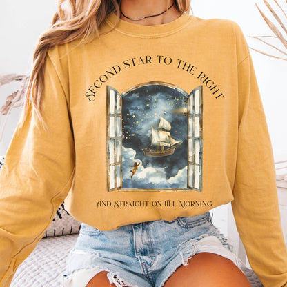 Long-sleeve Mustard / S Second Star to the Right Peter Pan Long Sleeve Tee The Mystic Eden