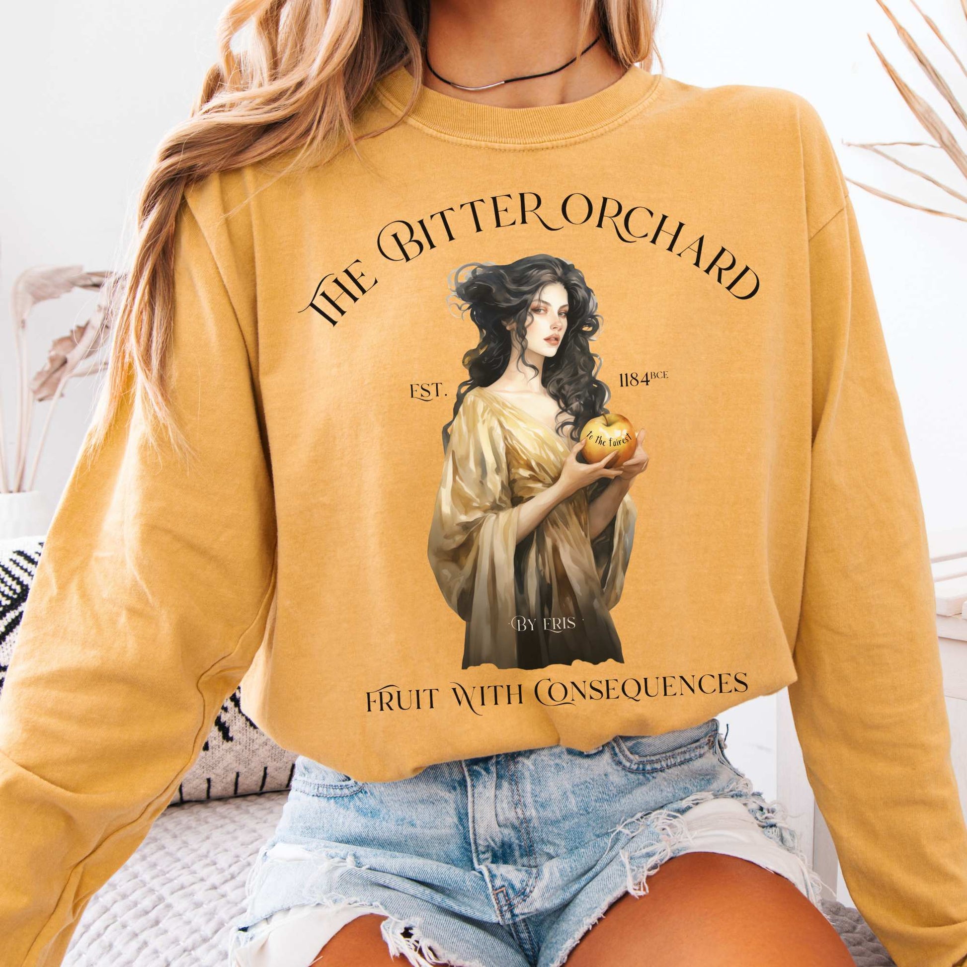 Long-sleeve Mustard / S The Bitter Orchard Eris Goddess Long Sleeve T-Shirt The Mystic Eden