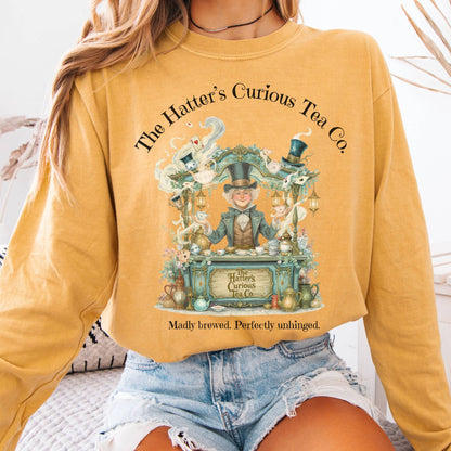 Long-sleeve Mustard / S The Hatters Curious Tea Co Long Sleeve Tee The Mystic Eden