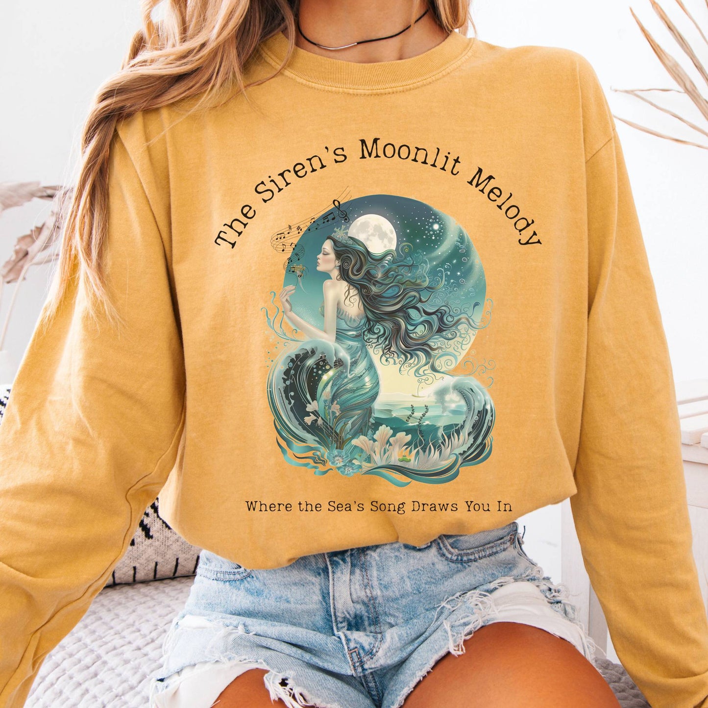 Long-sleeve Mustard / S The Siren’s Moonlit Melody Mythology Long Sleeve Tee The Mystic Eden
