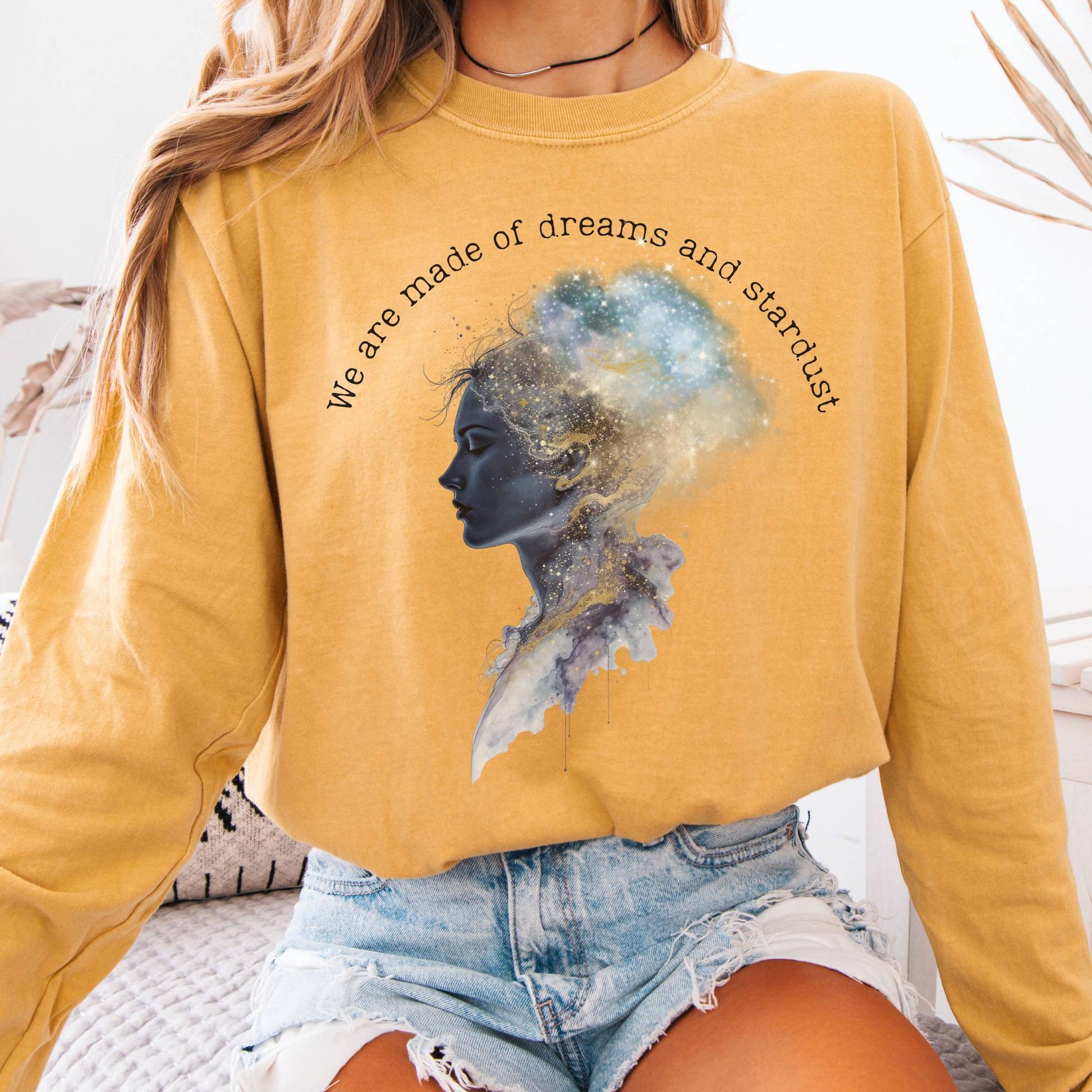 Long-sleeve Mustard / S We Are Made of Dreams and Stardust Long Sleeve Tee The Mystic Eden