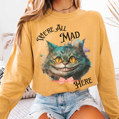 Long-sleeve Mustard / S We're All Mad Here Cheshire Cat Long Sleeve Shirt The Mystic Eden