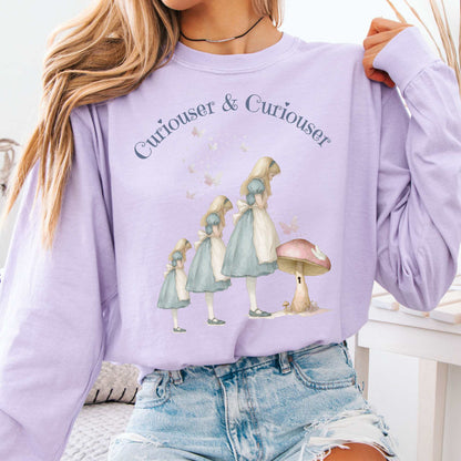 Long-sleeve Orchid / S Curiouser and Curiouser Alice Long Sleeve Tee The Mystic Eden