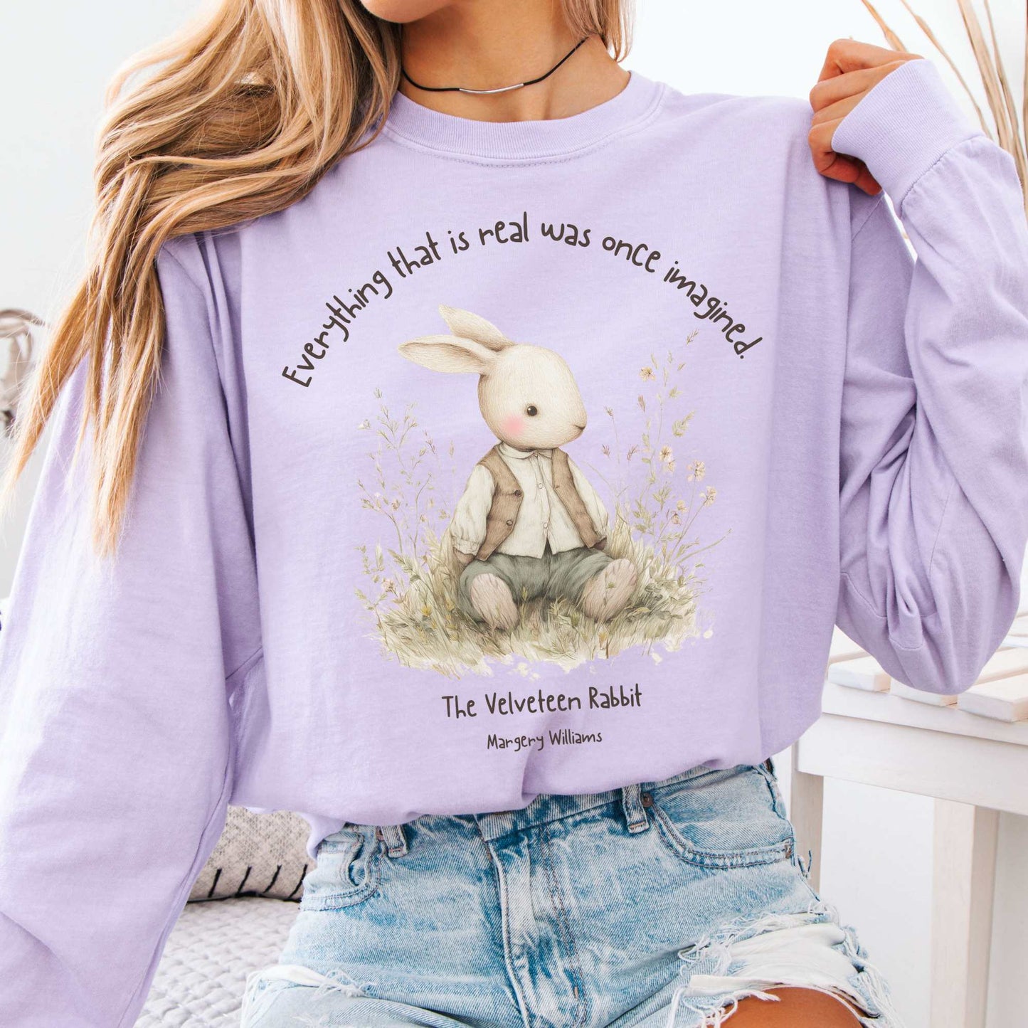 Long-sleeve Orchid / S Everything Real Was Once Imagined The Velveteen Rabbit Long Sleeve The Mystic Eden