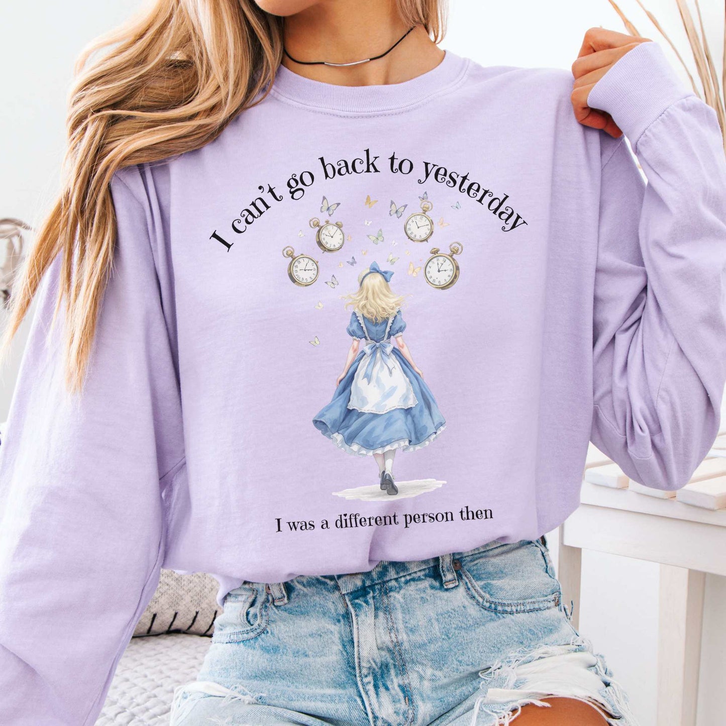 Long-sleeve Orchid / S I Can't Go Back To Yesterday I was A Different Person Then Long Sleeve The Mystic Eden