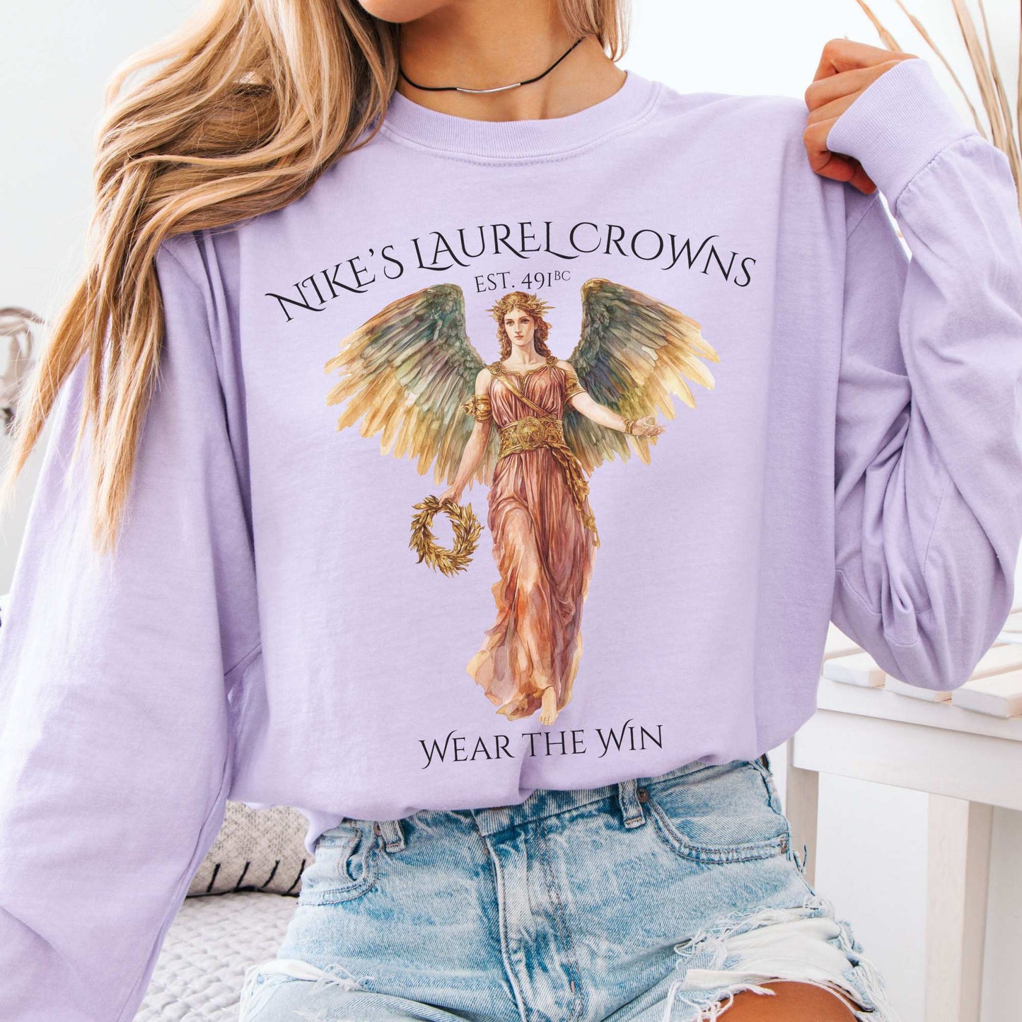 Long-sleeve Orchid / S Nike's Laurel Crowns Goddess Long Sleeve T-Shirt The Mystic Eden
