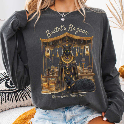Long-sleeve Pepper / S Bastet's Bazaar Goddess Long Sleeve Shirt The Mystic Eden