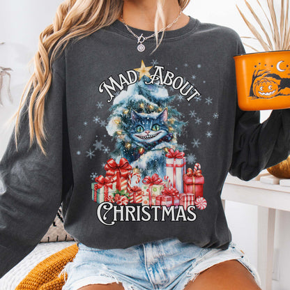 Long-sleeve Pepper / S Cheshire Cat Mad About Christmas Long Sleeve Tee The Mystic Eden