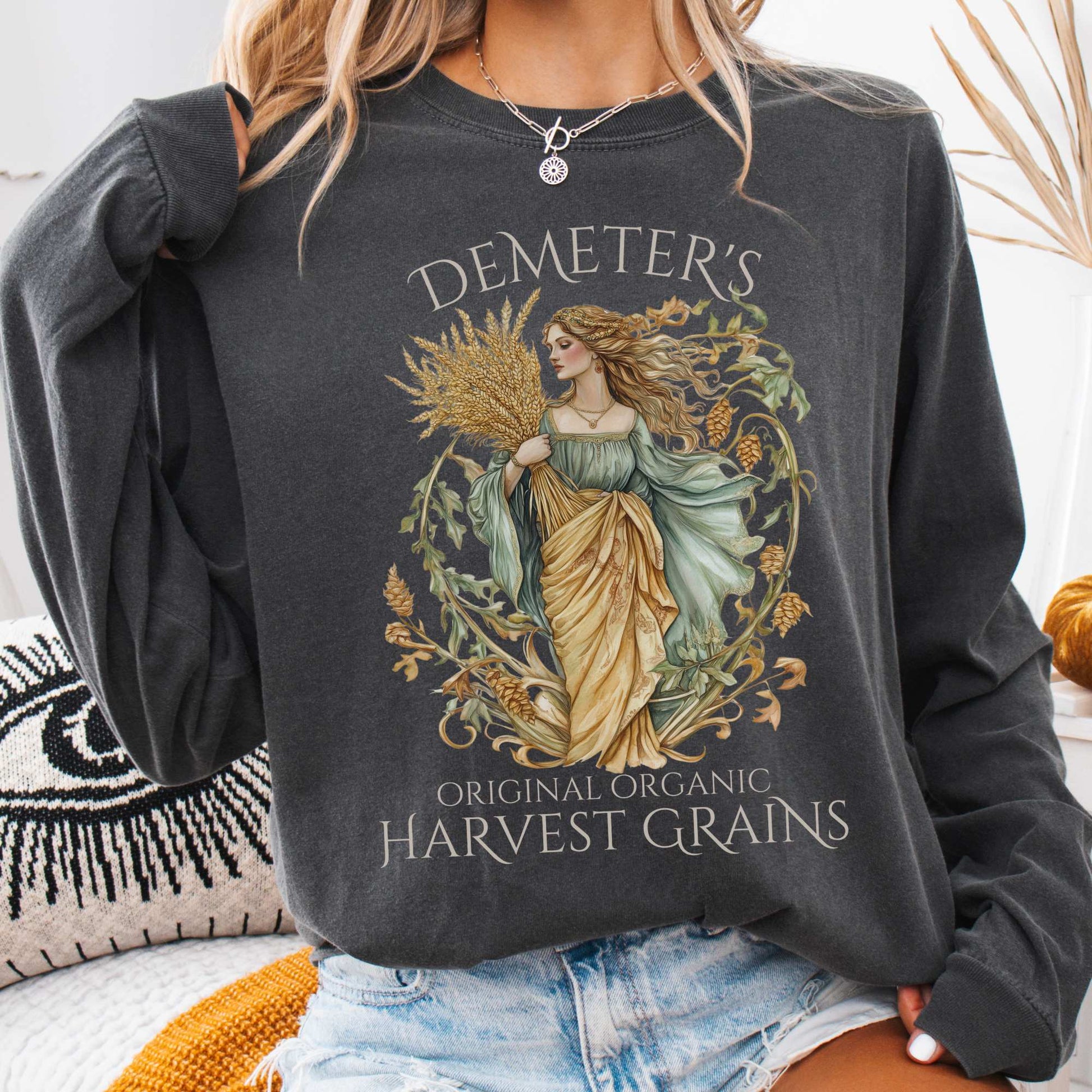 Long-sleeve Pepper / S Demeter's Original Organic Harvest Grains Long Sleeve T-Shirt The Mystic Eden