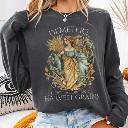 Long-sleeve Pepper / S Demeter's Original Organic Harvest Grains Long Sleeve T-Shirt The Mystic Eden