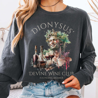 Long-sleeve Pepper / S Dionysus' Divine Wine Club Mythology Long Sleeve Tee The Mystic Eden
