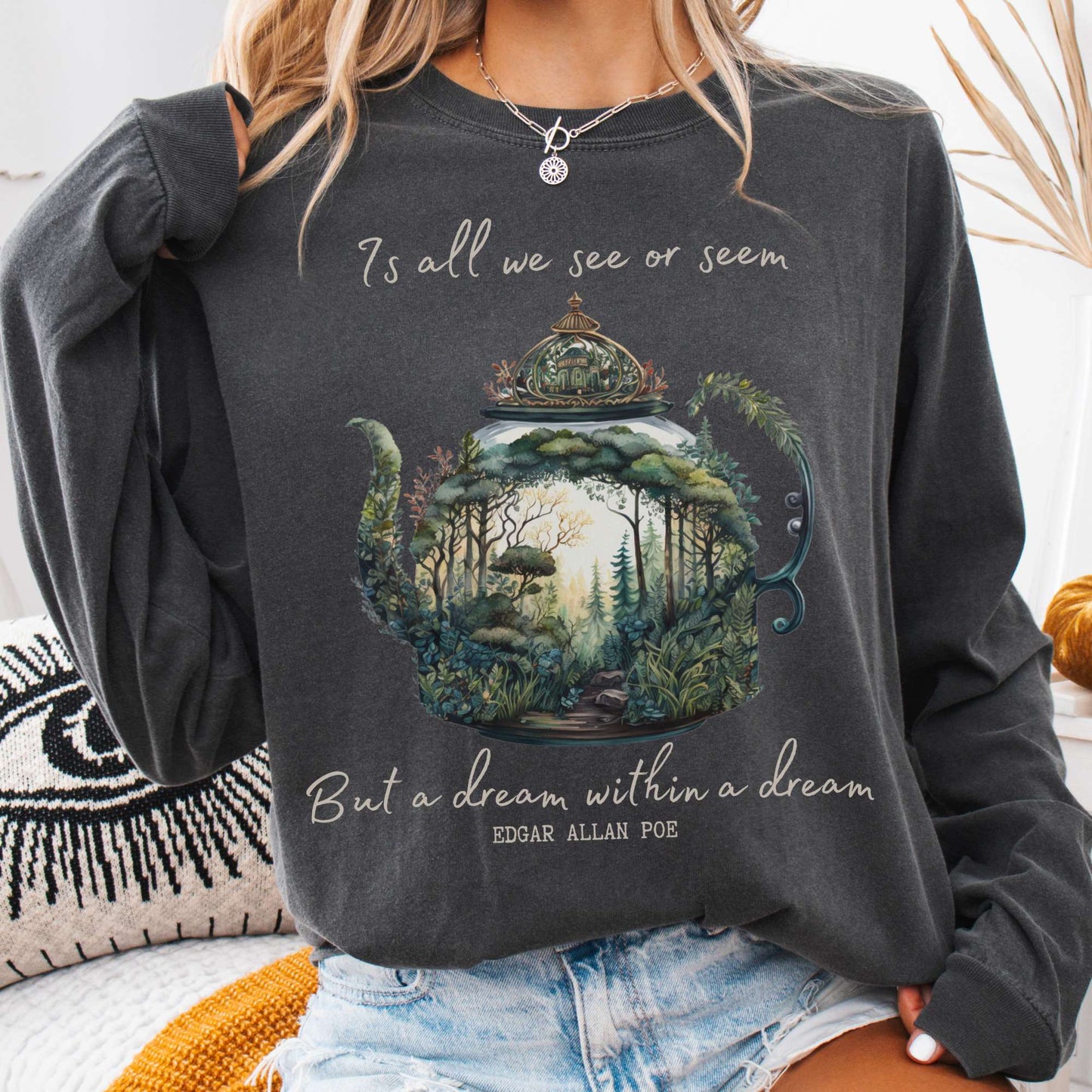 Long-sleeve Pepper / S Dream Within A Dream Poe Long Sleeved Shirt The Mystic Eden