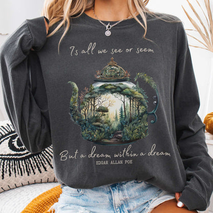 Long-sleeve Pepper / S Dream Within A Dream Poe Long Sleeved Shirt The Mystic Eden