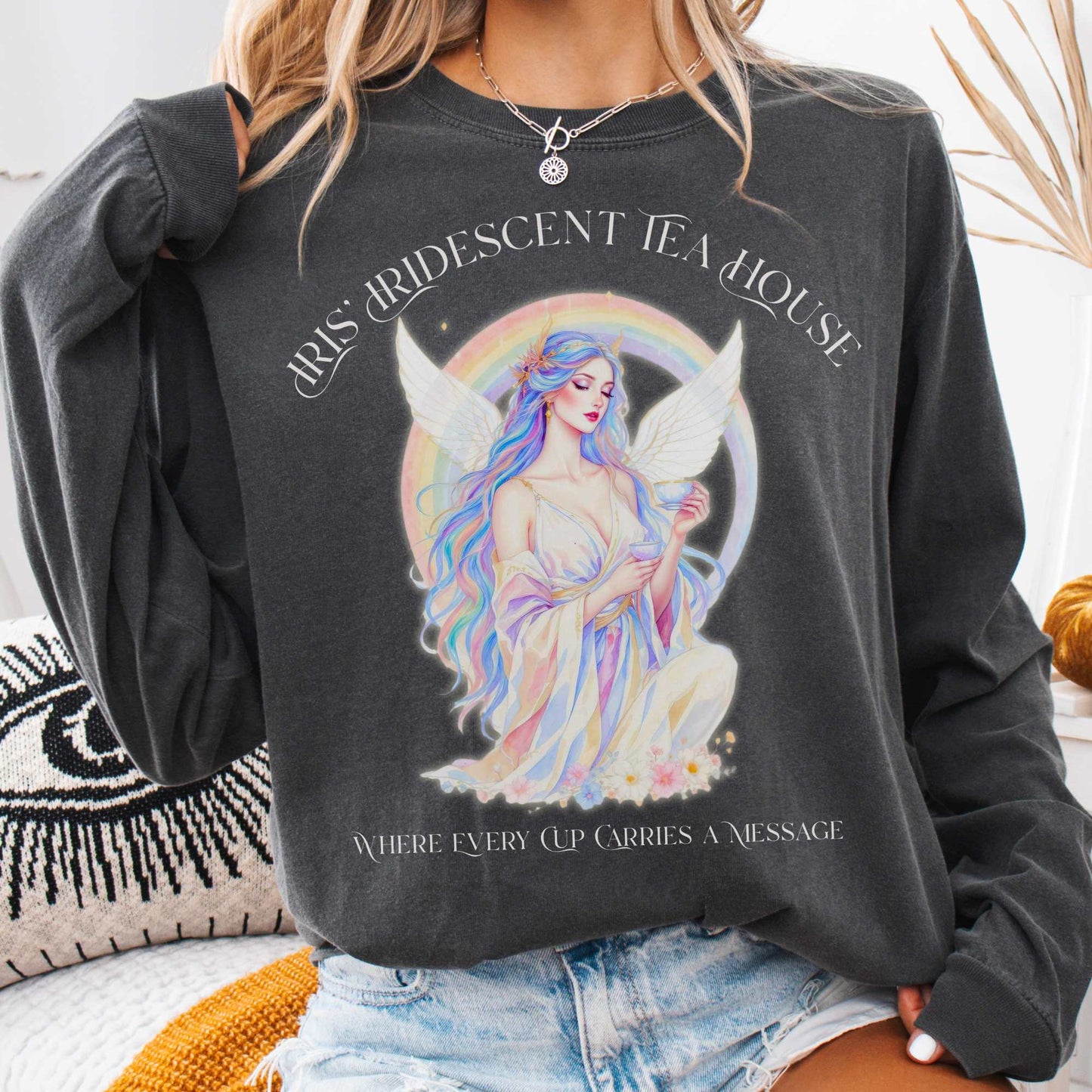 Long-sleeve Pepper / S Iris’ Iridescent Tea House Mythology Long Sleeve Tee The Mystic Eden