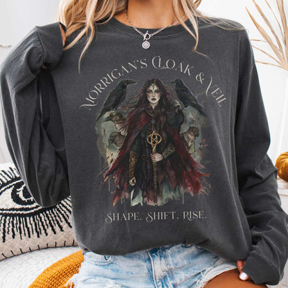 Long-sleeve Pepper / S Morrigan's Cloak & Veil Shape Shift Rise Long Sleeve Shirt The Mystic Eden