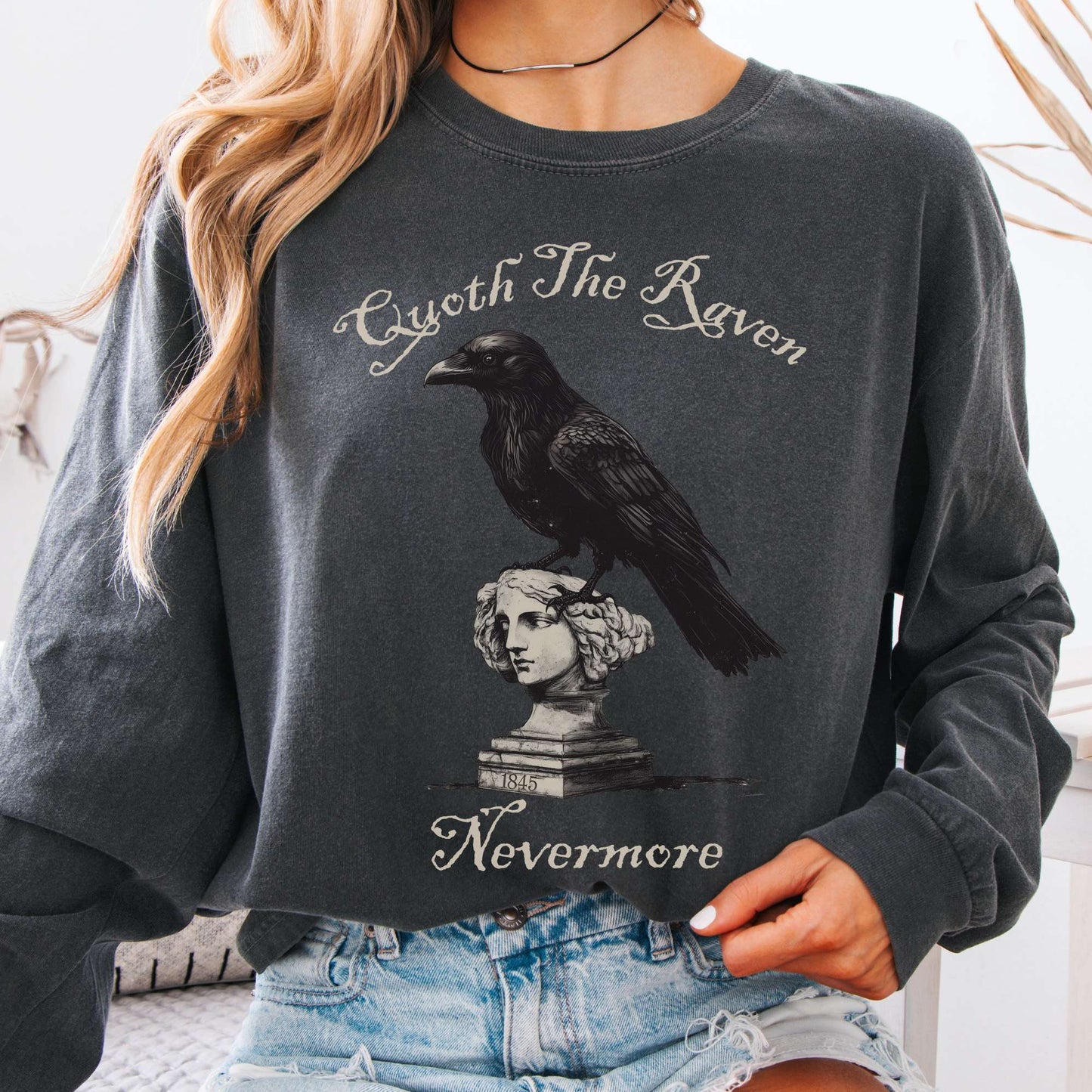 Long-sleeve Pepper / S Quoth the Raven Nevermore Poe Long Sleeve The Mystic Eden