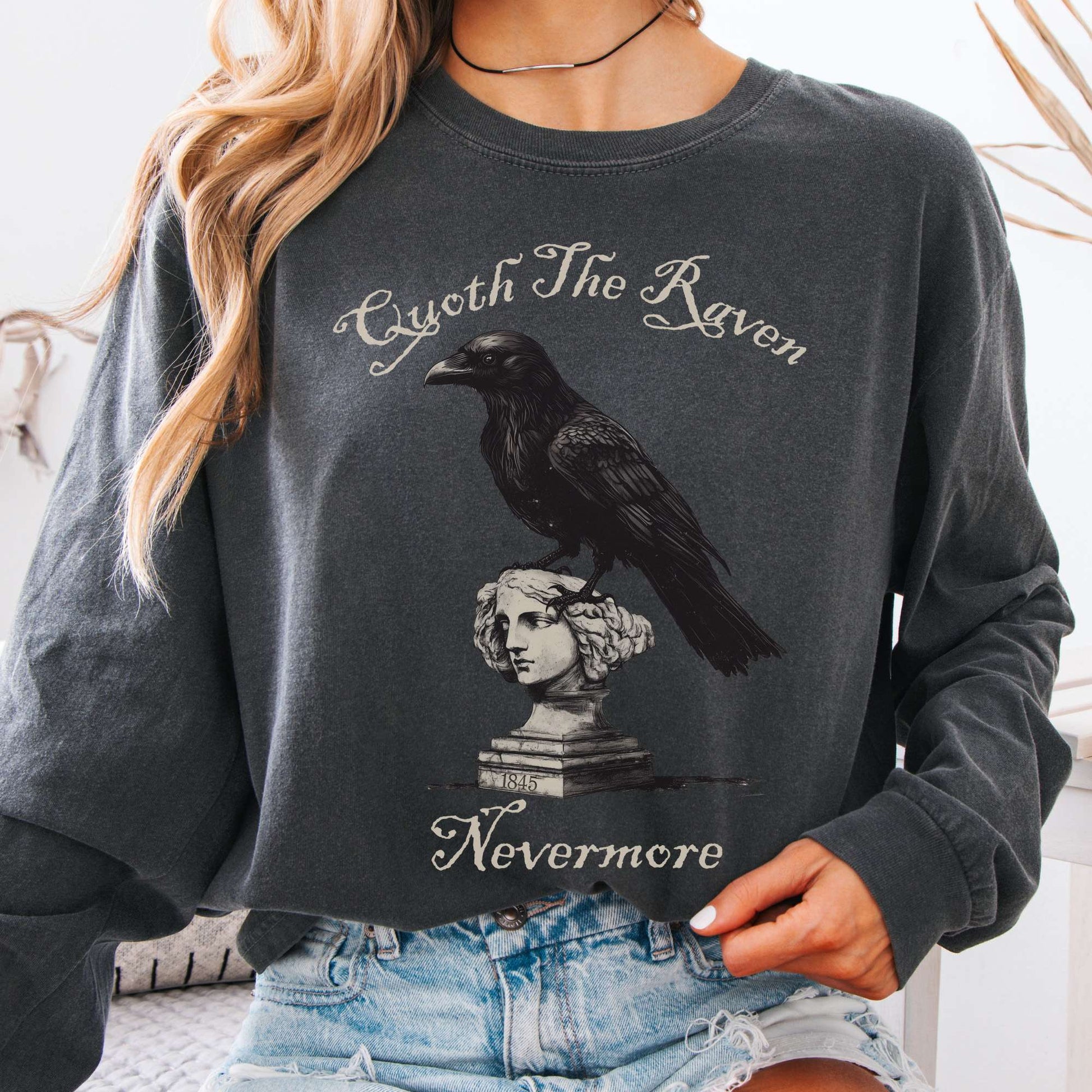 Long-sleeve Pepper / S Quoth the Raven Nevermore Poe Long Sleeve The Mystic Eden
