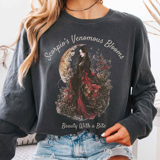 Long-sleeve Pepper / S Scorpio's Venomous Blooms Long Sleeved Shirt The Mystic Eden