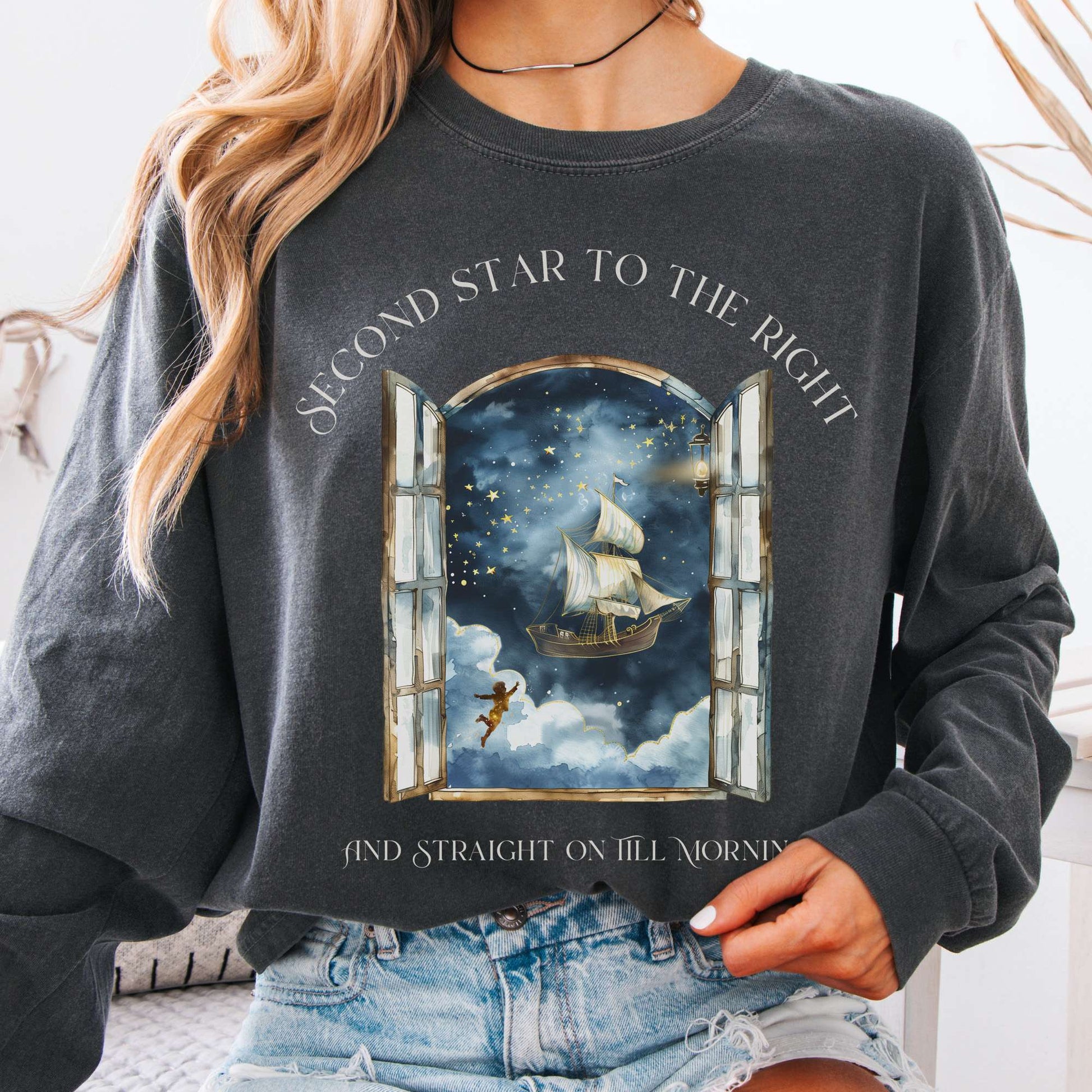 Long-sleeve Pepper / S Second Star to the Right Peter Pan Long Sleeve Tee The Mystic Eden