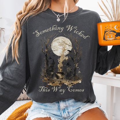 Long-sleeve Pepper / S Something Wicked This Way Comes Shakespeare Macbeth Witches Long Sleeve Shirt The Mystic Eden
