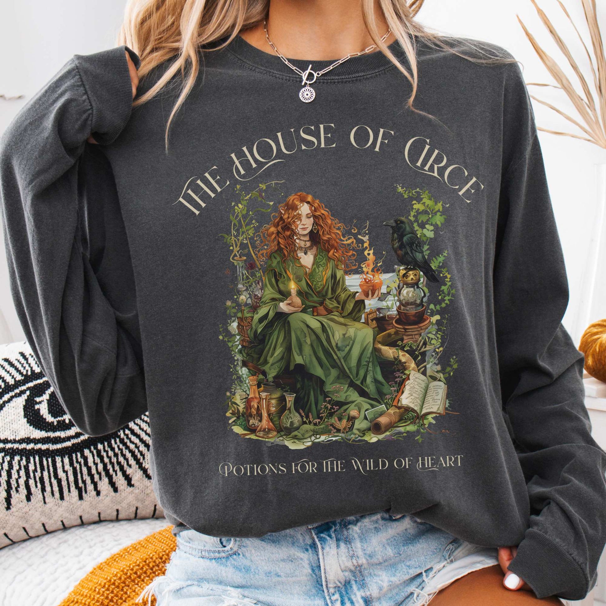 Long-sleeve Pepper / S The House of Circe Goddess Long Sleeve T-Shirt The Mystic Eden