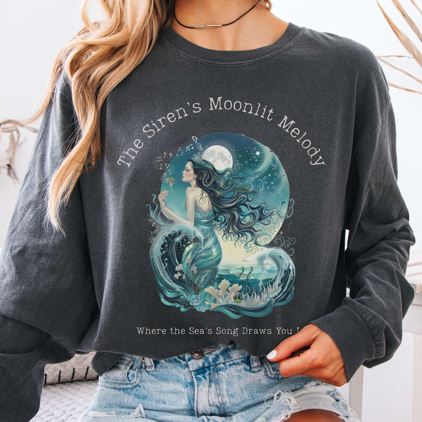 Long-sleeve Pepper / S The Siren’s Moonlit Melody Mythology Long Sleeve Tee The Mystic Eden