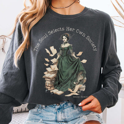 Long-sleeve Pepper / S The Soul Selects Her Own Society Emily Dickinson Long Sleeve Tee The Mystic Eden
