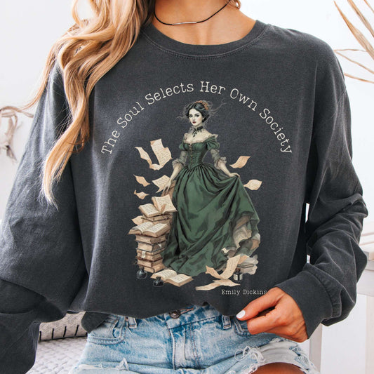 Long-sleeve Pepper / S The Soul Selects Her Own Society Emily Dickinson Long Sleeve Tee The Mystic Eden