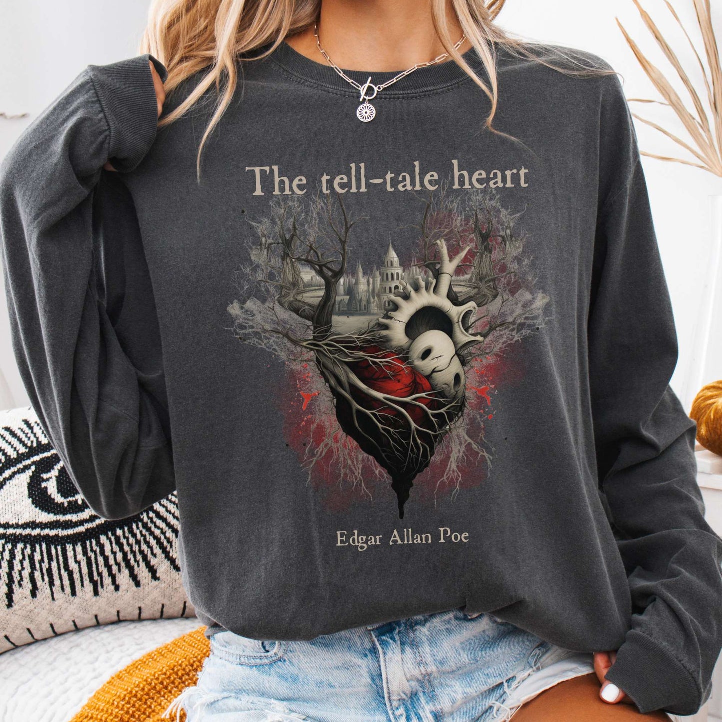 Long-sleeve Pepper / S The Tell Tale Heart Edgar Allan Poe Long Sleeve Tee The Mystic Eden