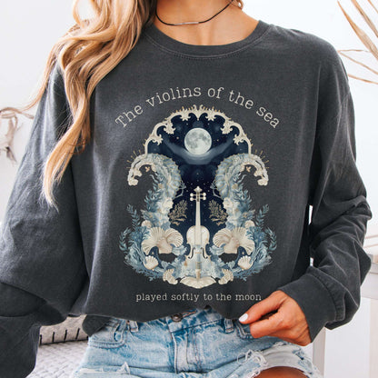 Long-sleeve Pepper / S The Violins of the Sea Played Softly to the Moon Poetry Long Sleeve Tee The Mystic Eden