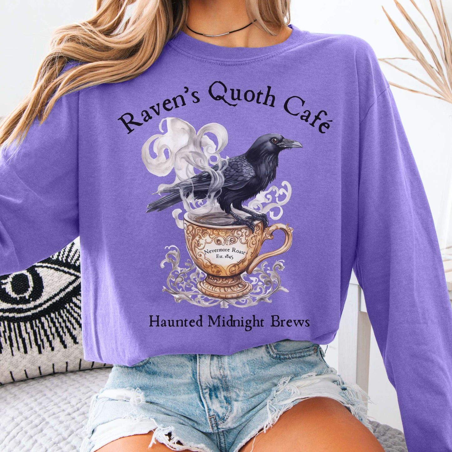 Long-sleeve Raven's Quoth Cafe Long Sleeved Shirt The Mystic Eden