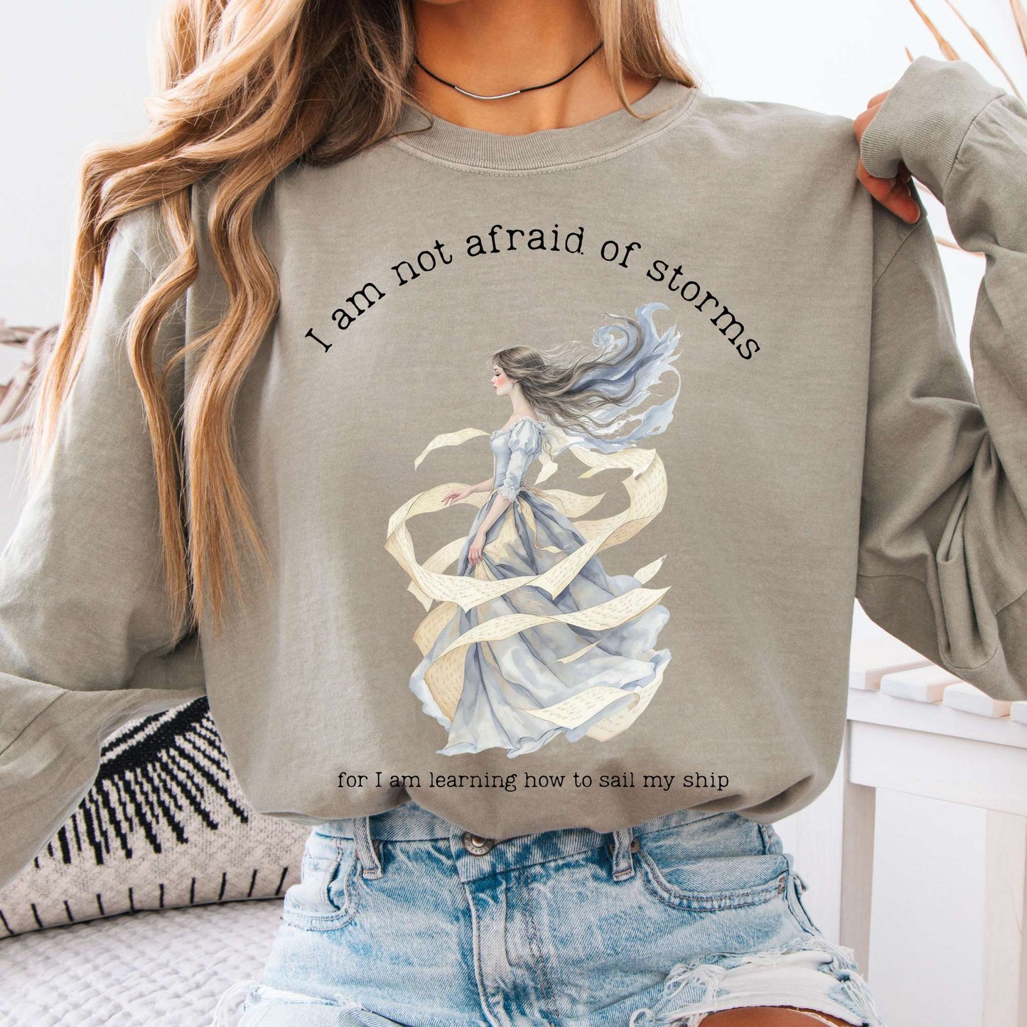 Long-sleeve Sandstone / S I Am Not Afraid of Storms Little Women Long Sleeve Tee The Mystic Eden
