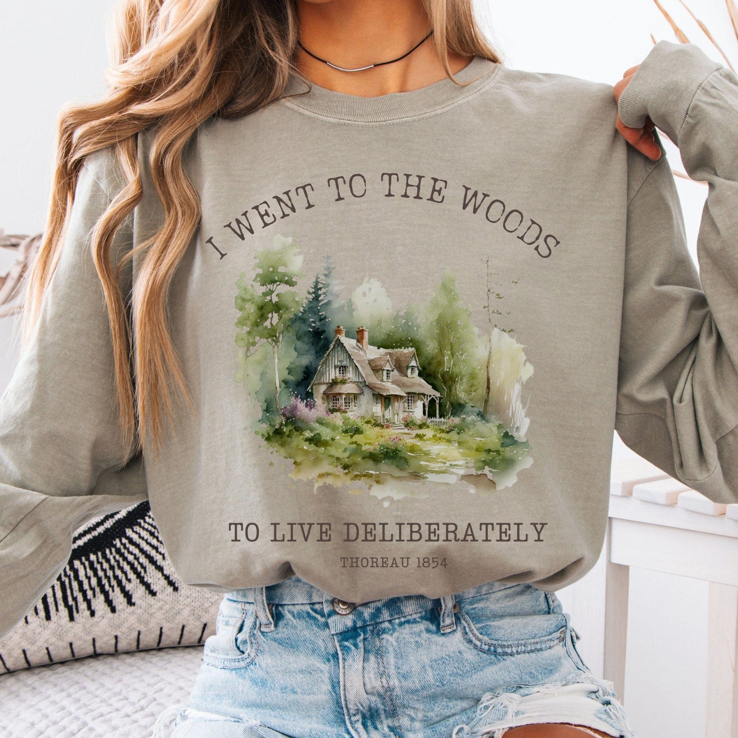 Long-sleeve Sandstone / S I Went To the Woods To Live Deliberately Cottage Edition Long Sleeve The Mystic Eden